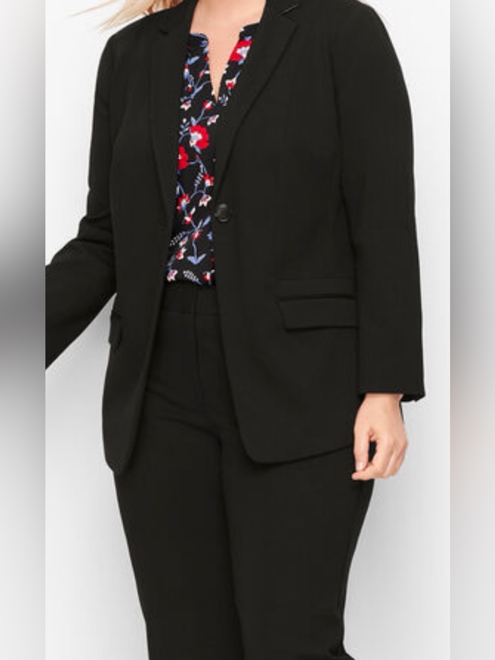 Talbots Black Knit Blazer Italy Fabric Single Button Jacket Plus 20W Career